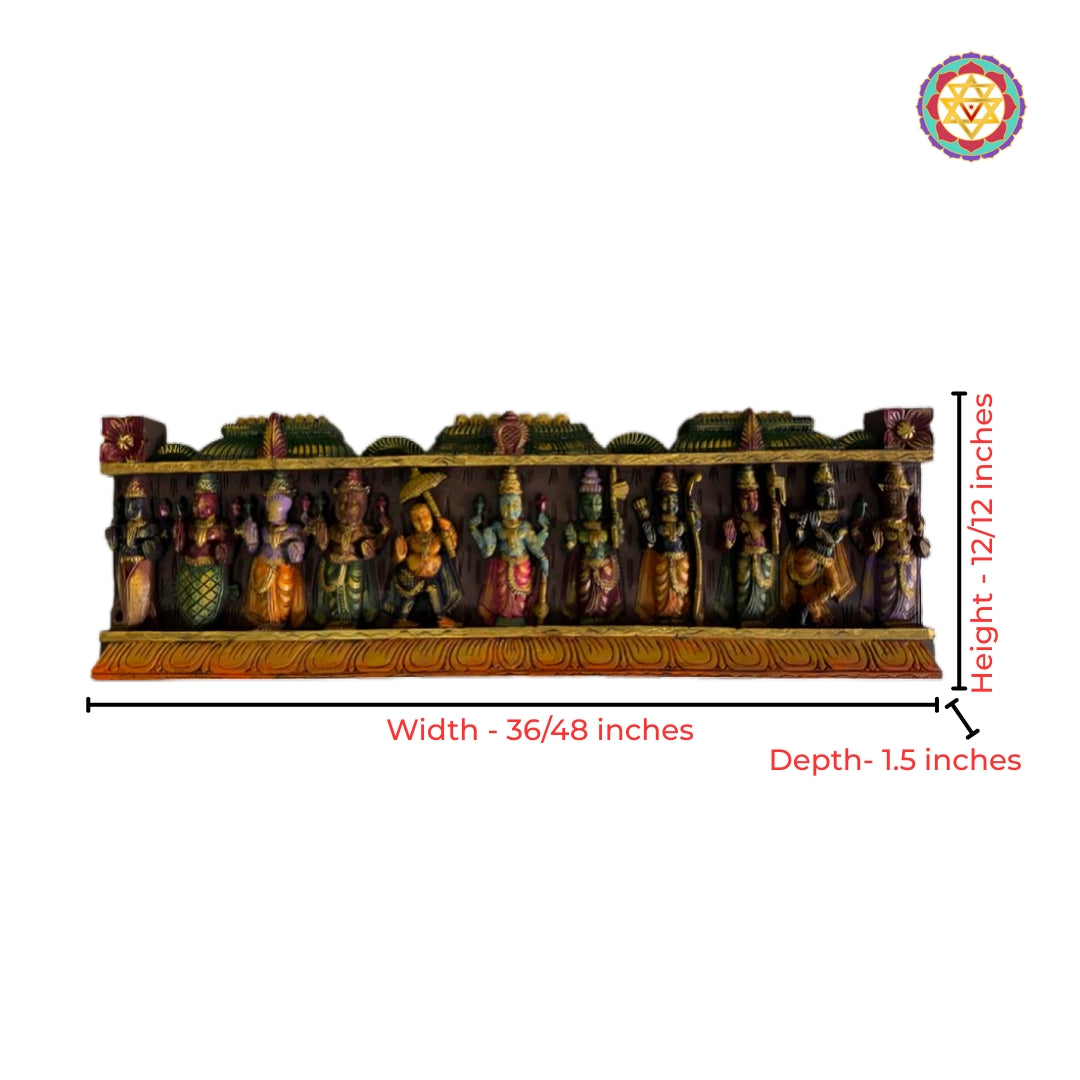 handcrafted dashavatara wood wall decor