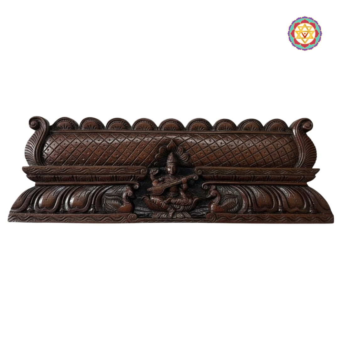 vagai wood saraswati carving wall panel