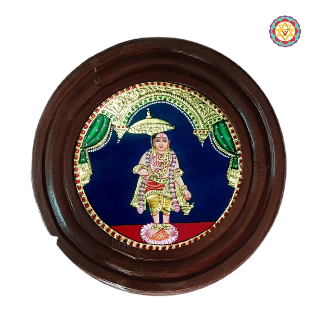 Teakwood Framed Round Tanjore Art Lord Vishnu Dasavatar