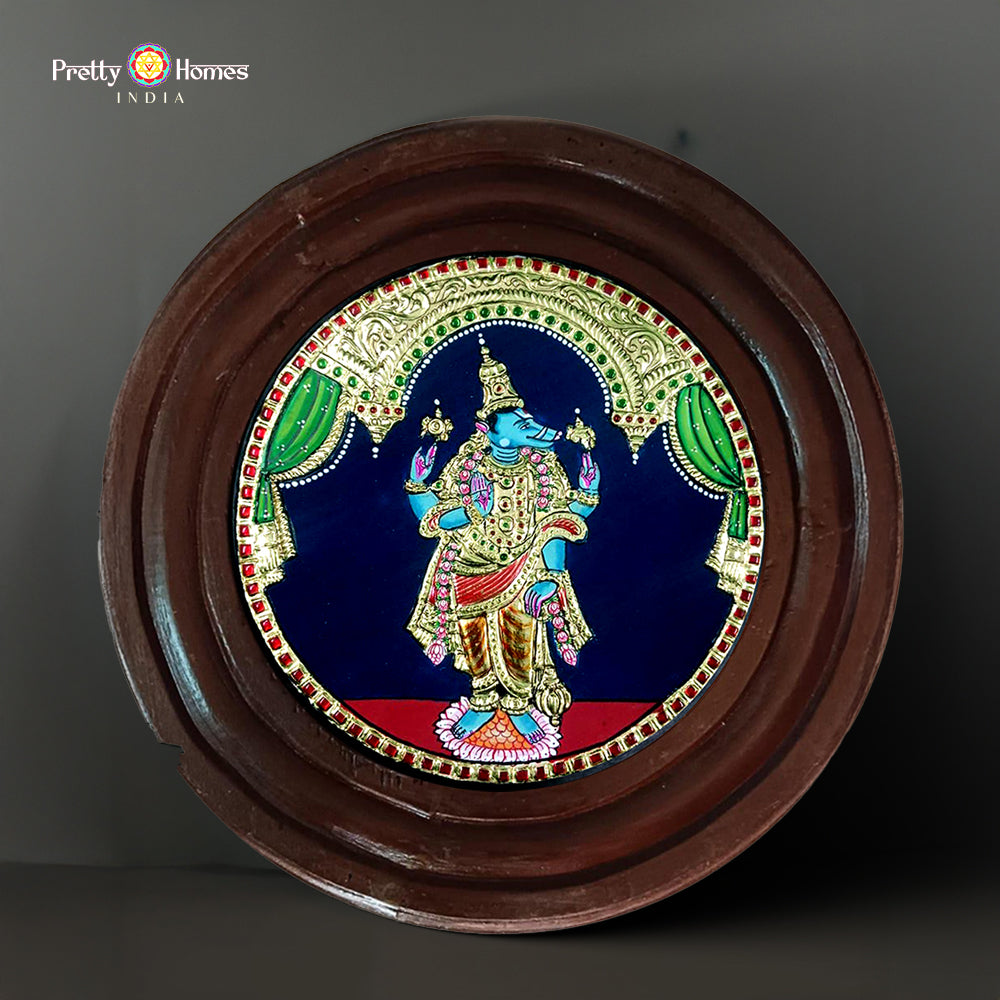 Vintage Round Tanjore Wall Art Lord Vishnu Dasavatar 