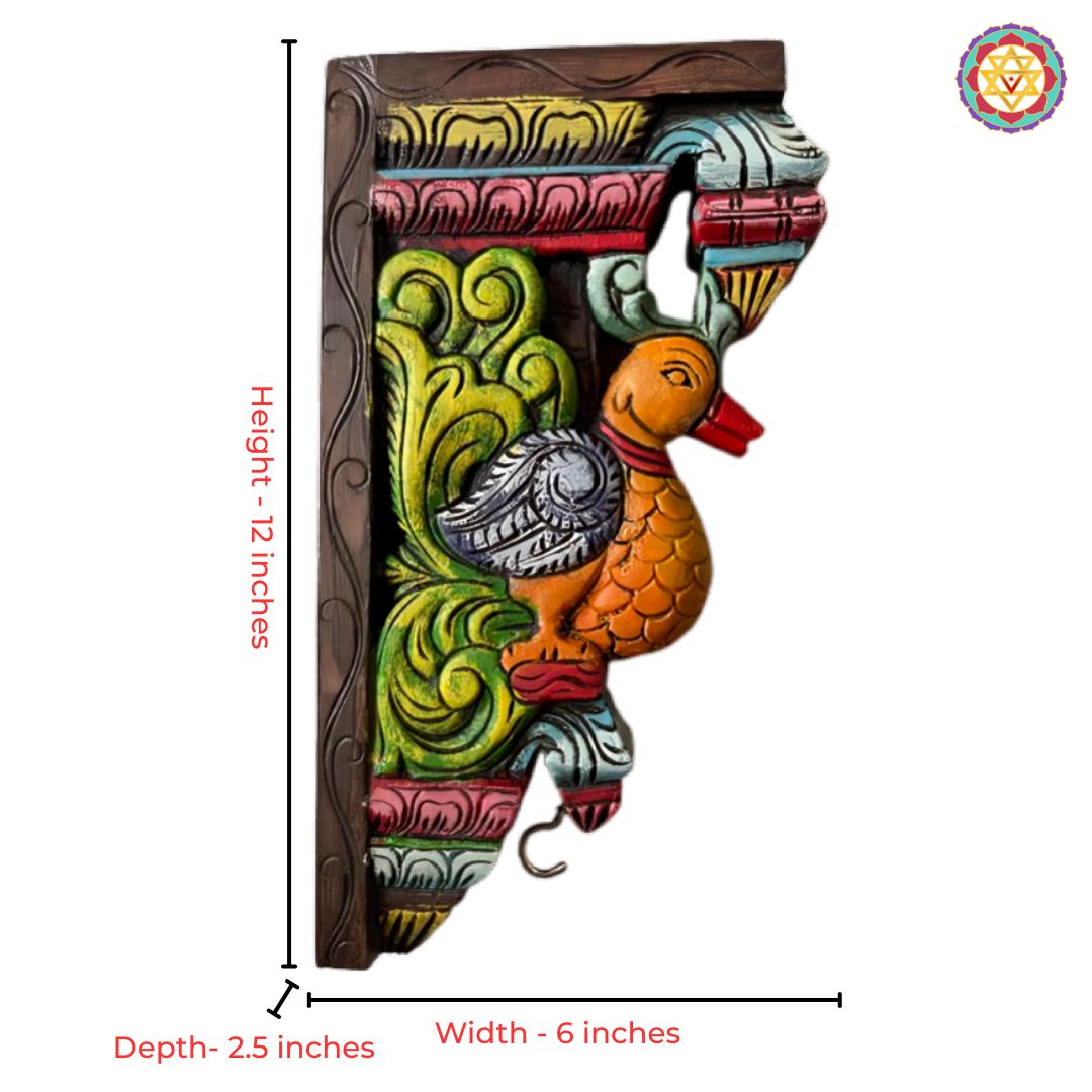 A high-quality 12-inch tall mahogany wood bracket pair featuring a vibrant heritage finish.