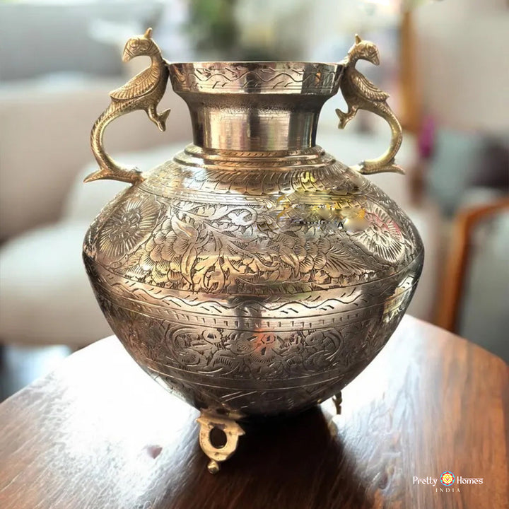 Vintage Brass Planter 12 inch antique gold finish