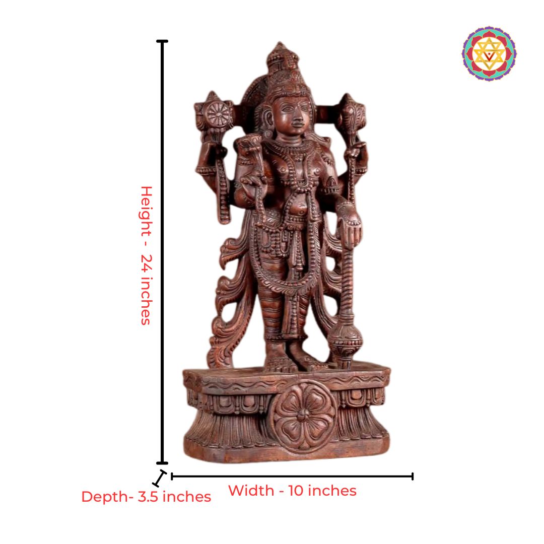 wooden sculpture lord vishnu for traditional home decor