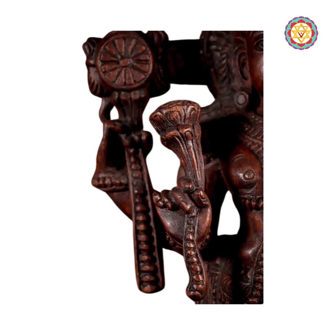 wooden statue decor lord vishnu for home temple display