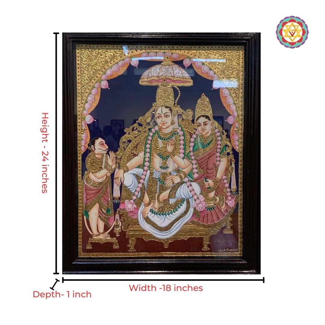 vishnu lakshmi god murti throne with hanuman artwork