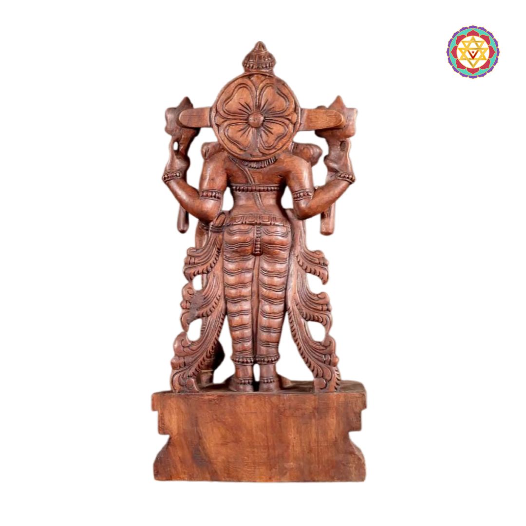 handcarved wooden statue lord vishnu premium decor piece