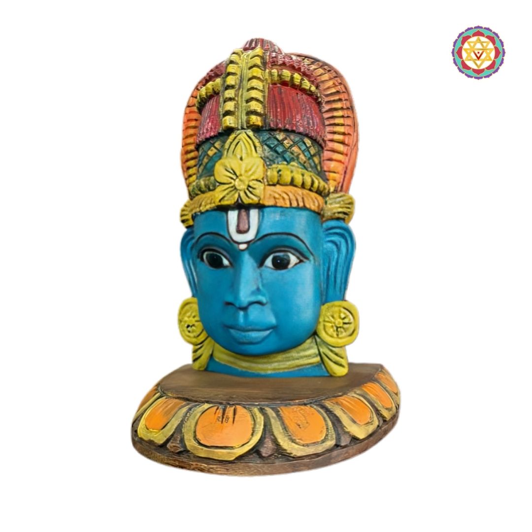 Vishnu tabletop decor wooden handpainted idol