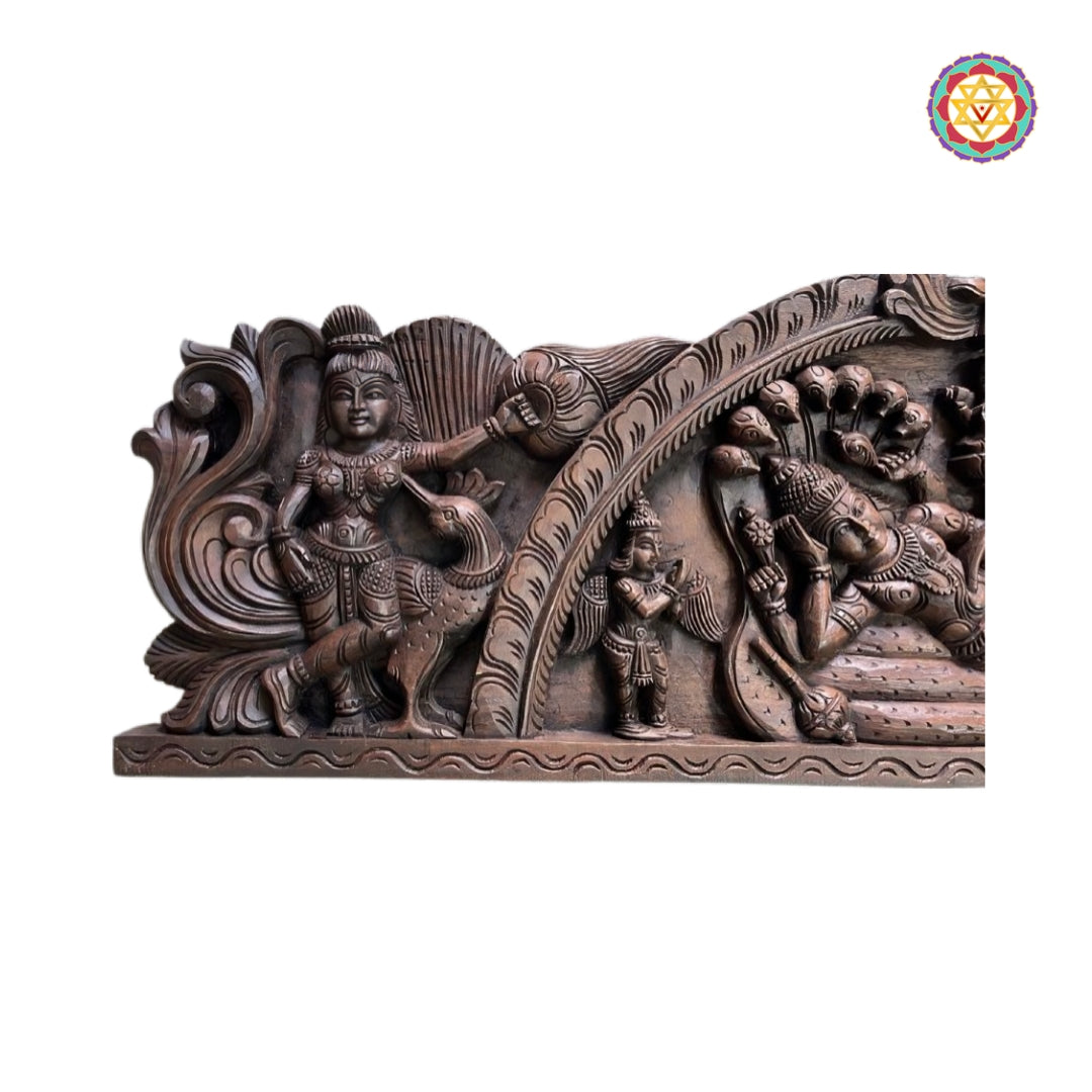 hand carved vishnu wall decor teak wood panel