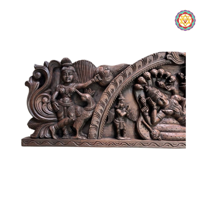 hand carved vishnu wall decor teak wood panel