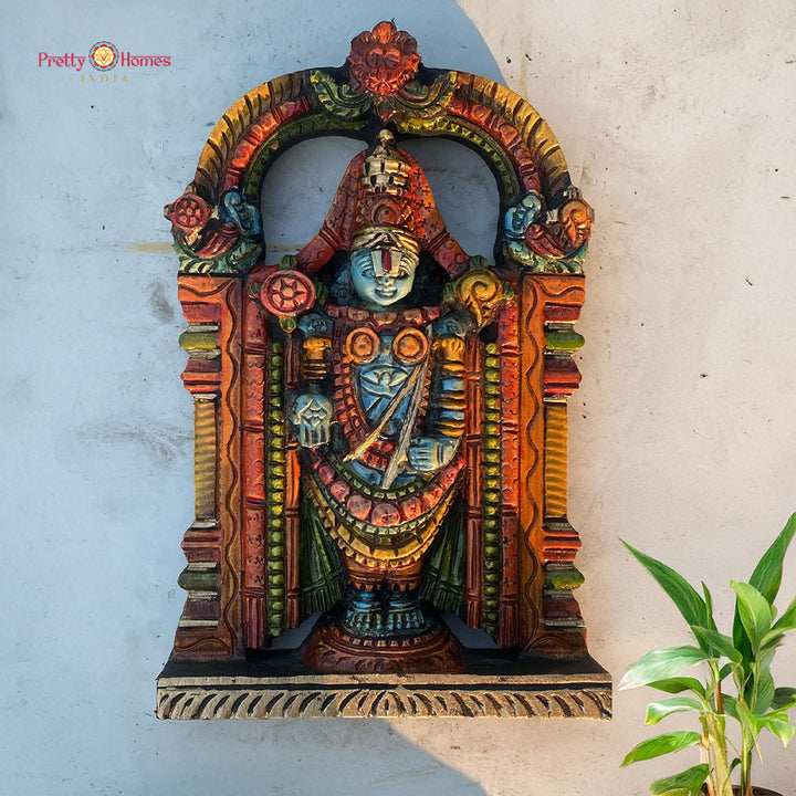 Hand-carved wooden Balaji statue wall mount and table top