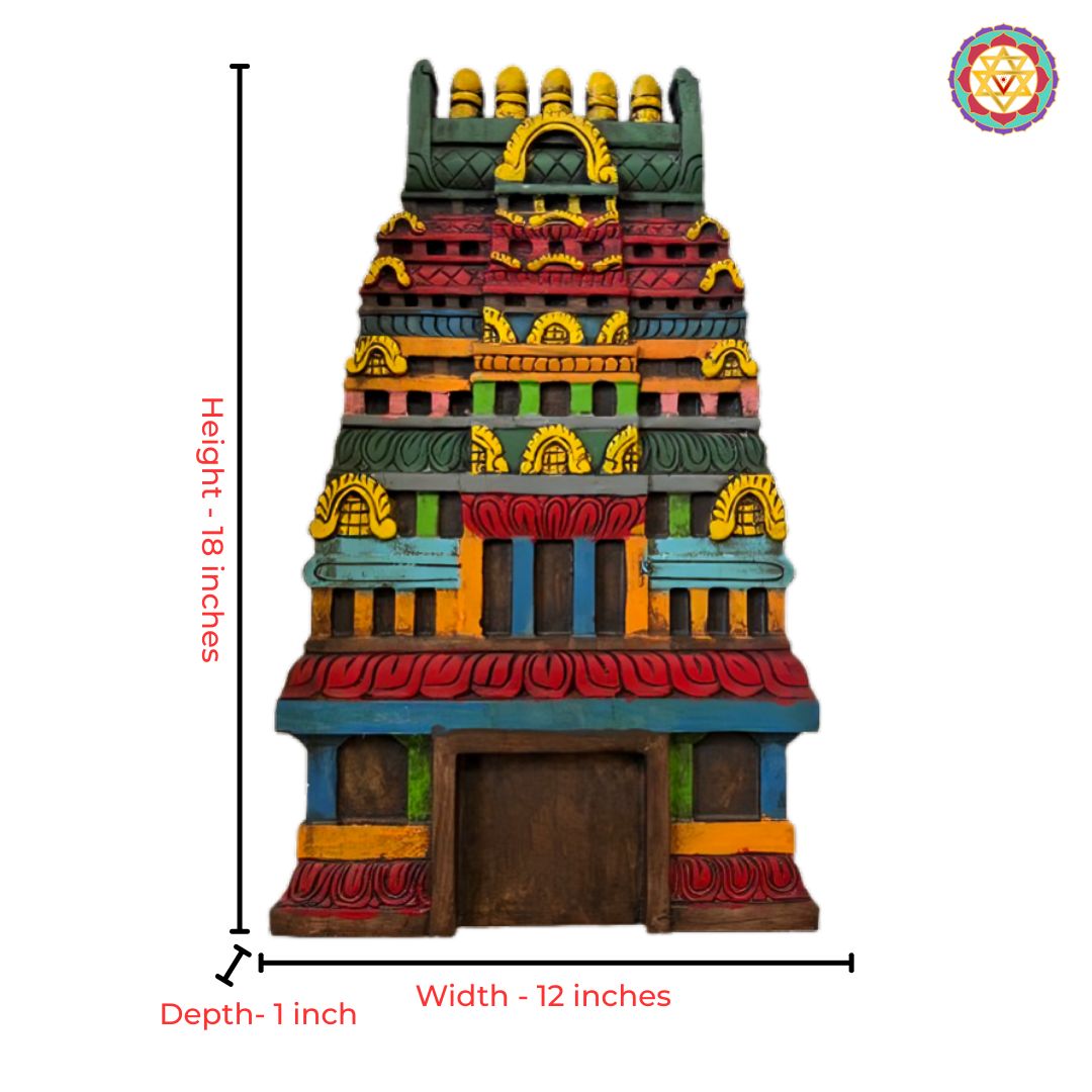 wood carving gopuram wall panel for pooja room