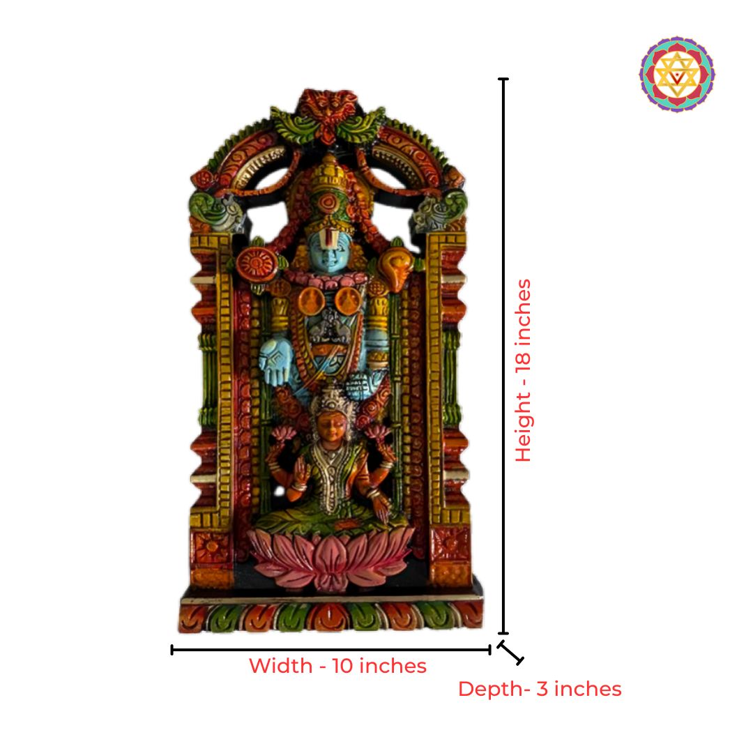 handcrafted wooden balaji lakshmi statue for home temple