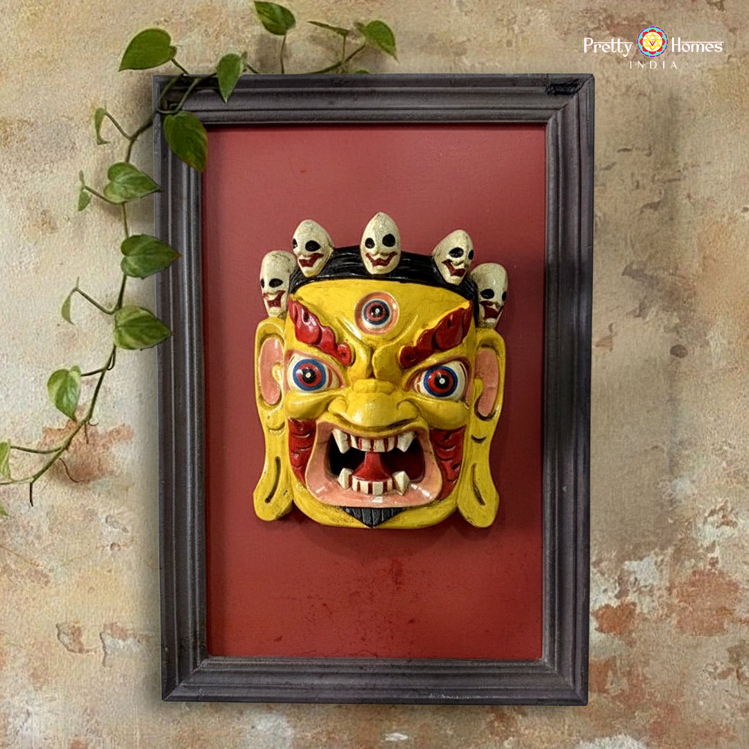 wooden bhairava wall art handcrafted panel