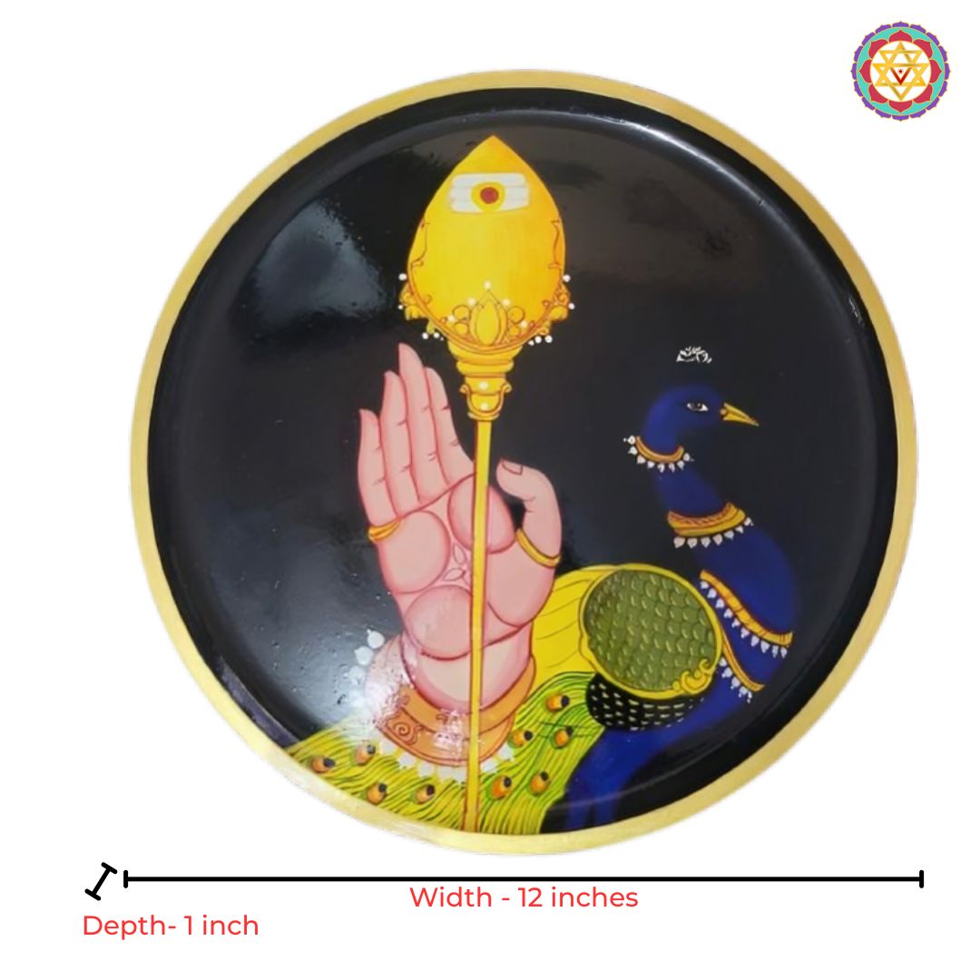 indian home decor wooden wall plate murugan art