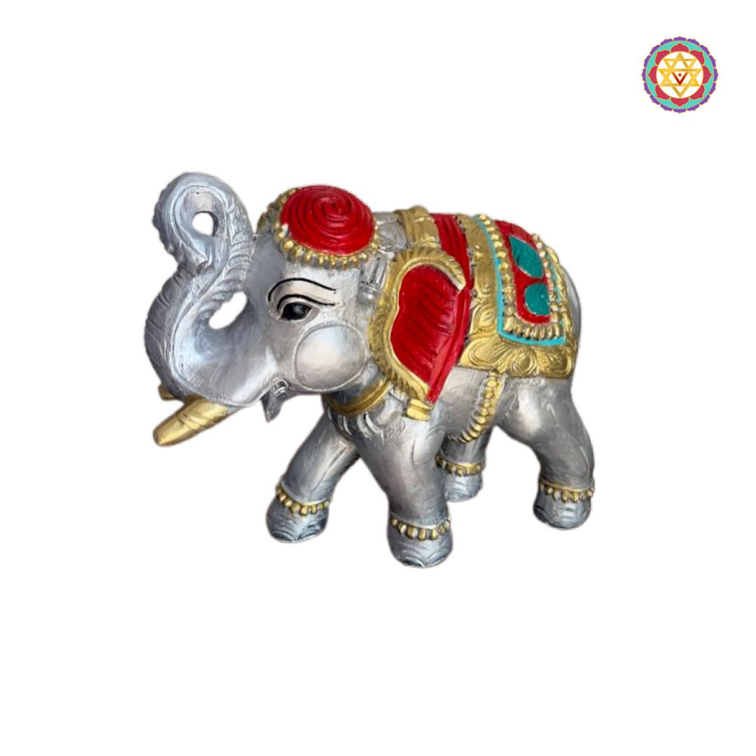 handcrafted trunk up elephant pair wooden art