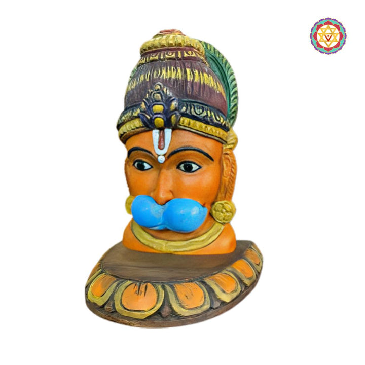 lord hanuman on carved stand handpainted sculpture