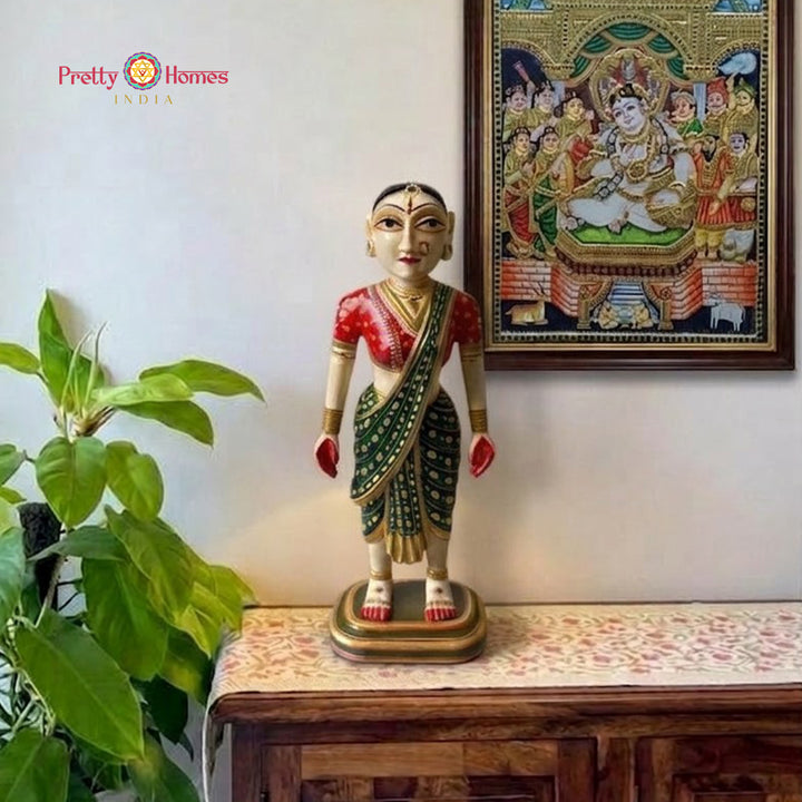 wooden indian lady showpiece handcrafted home decor