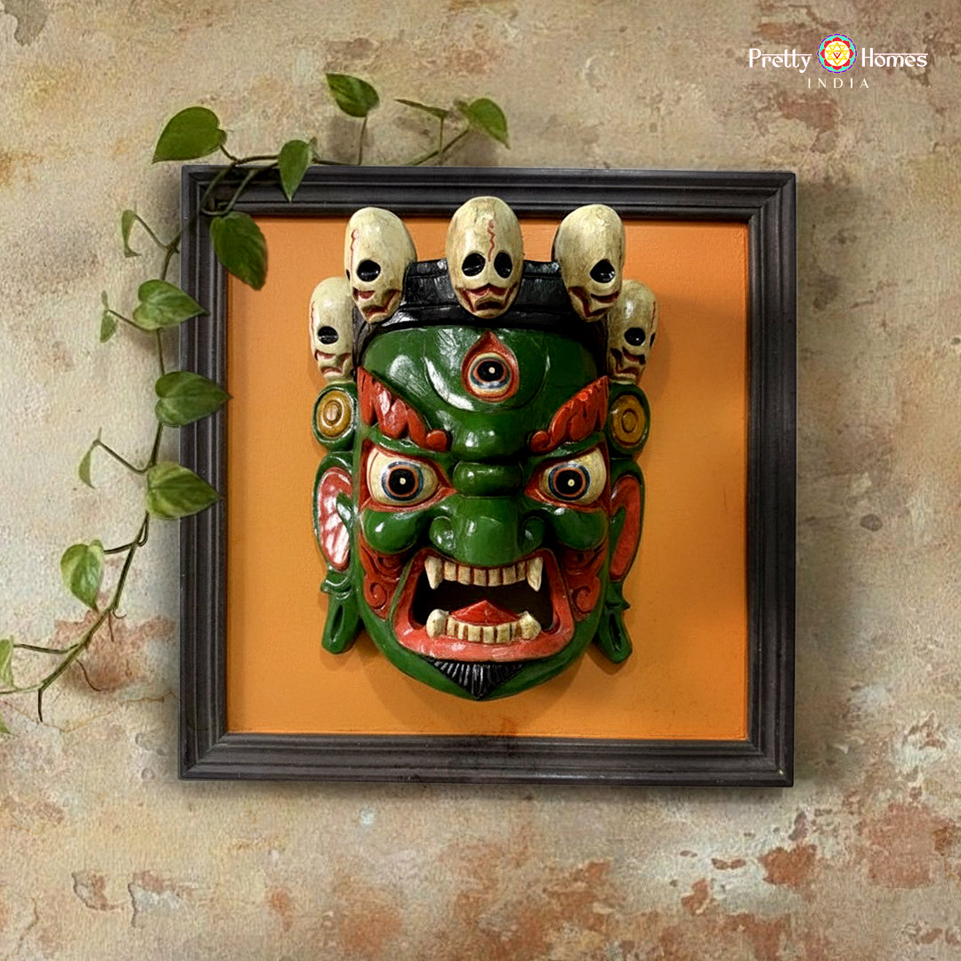 wooden bhairava wall art large handcrafted décor