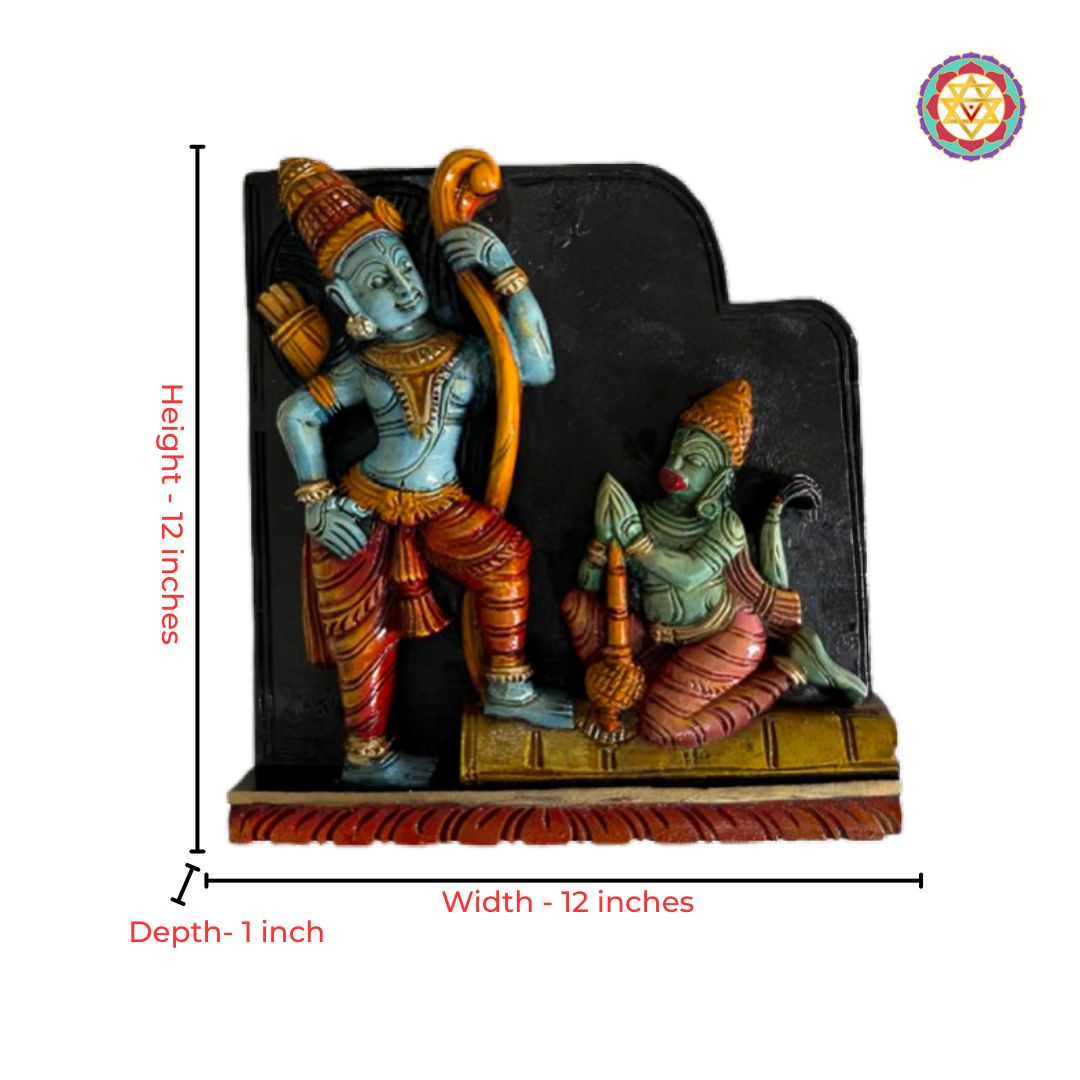 wooden rama hanuman god idol wall decor