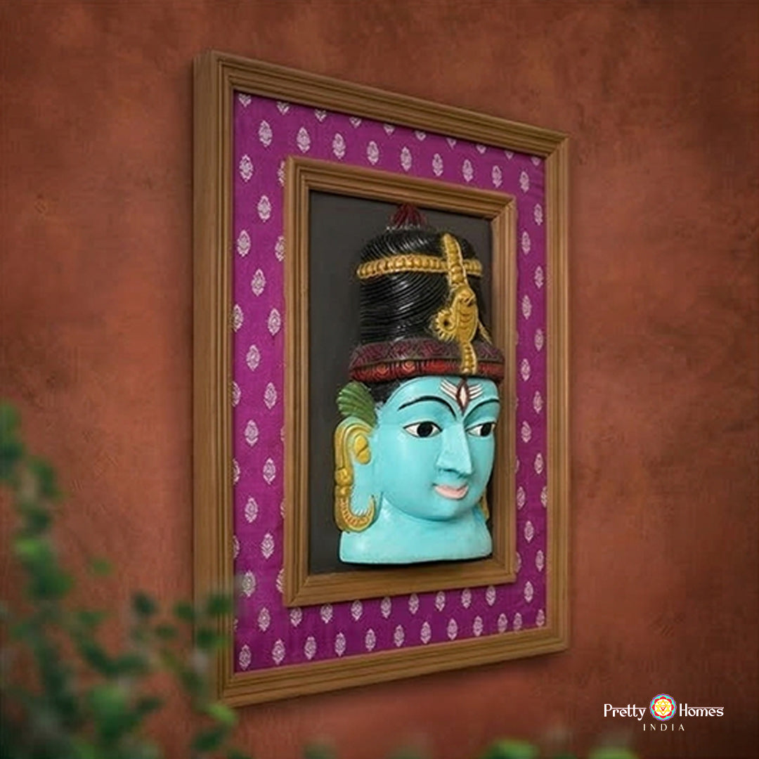 handcrafted shiva wooden wall decor panel
