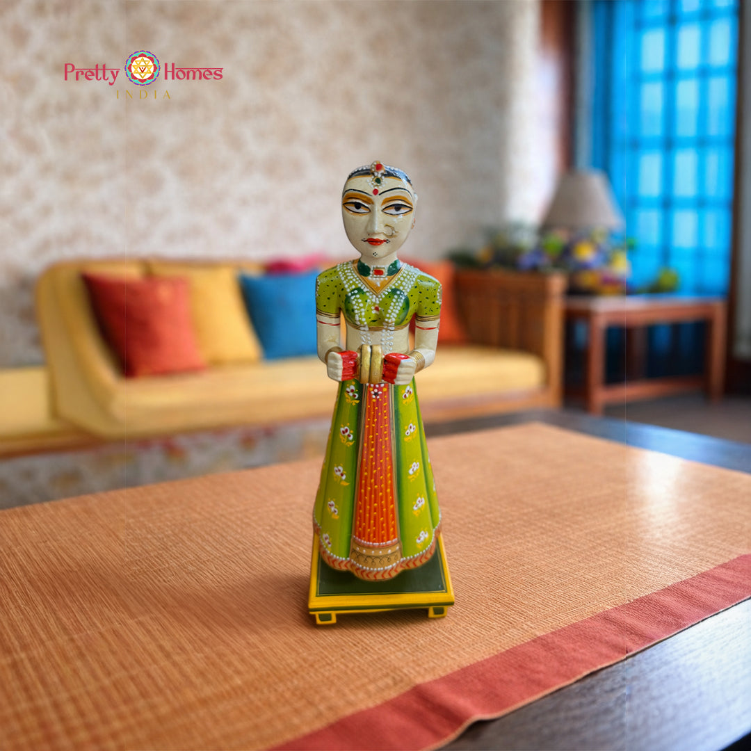 wooden showpiece gangaur dolls set for home decor