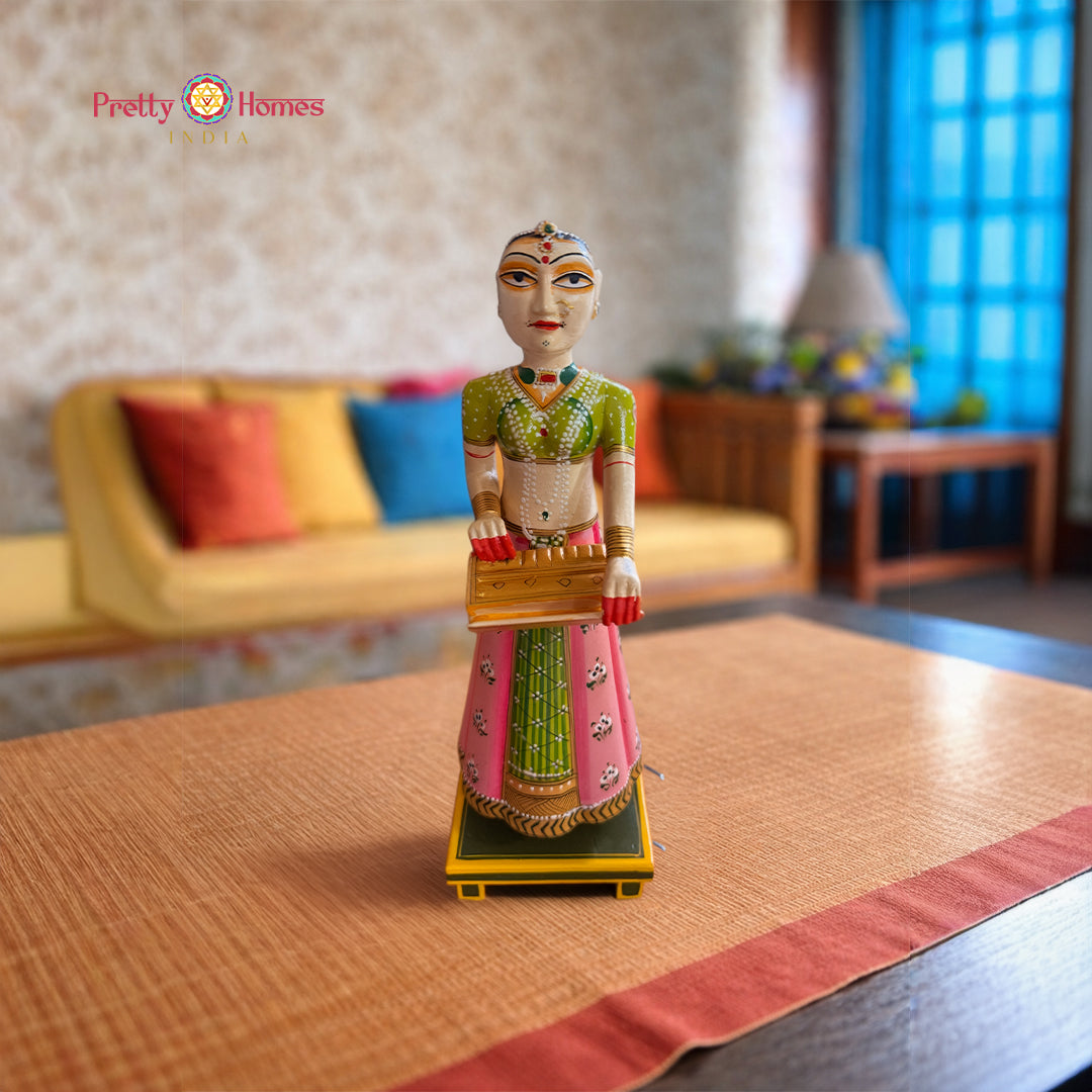 wooden home decor gangaur figurines set