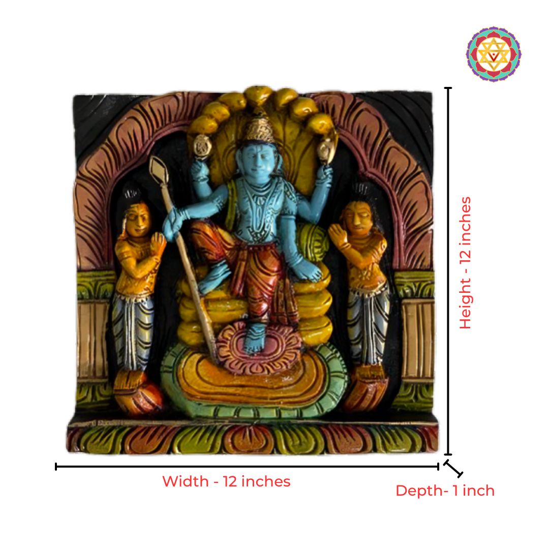 wooden vishnu god idol wall decor