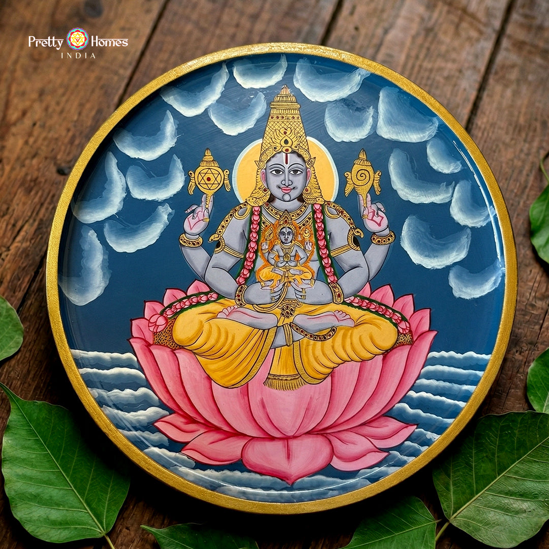 wooden wall decor lord dhanvantari hand painted