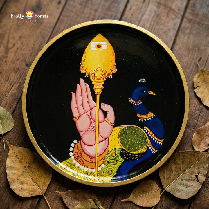wooden wall plate lord murugan hand painted wall decor